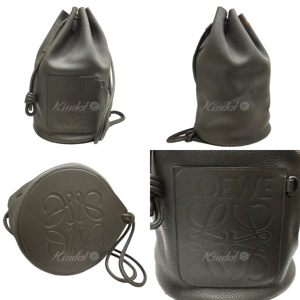 8042000348043 2 Loewe Sailor Bag Backpack Olive Leather Bucket Bag