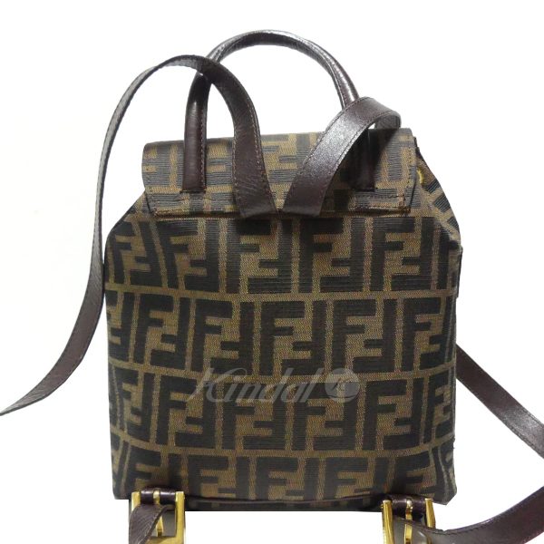 8081000042476 4 Fendi Zucca Pattern Canvas Backpack Brown