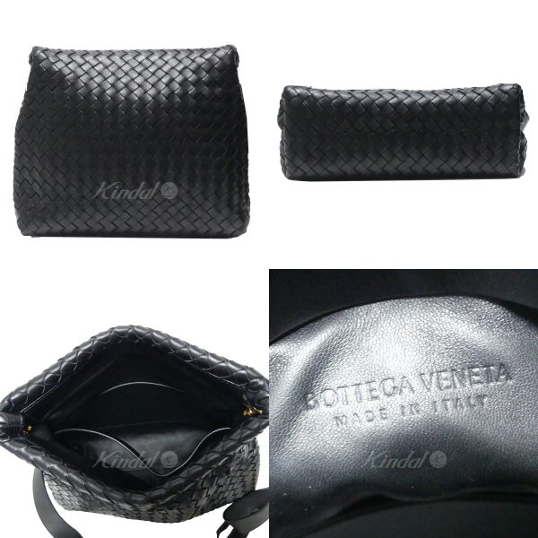 8081000053342 2 Bottega Veneta Intrecciato The Fold Black Leather Shoulder Bag