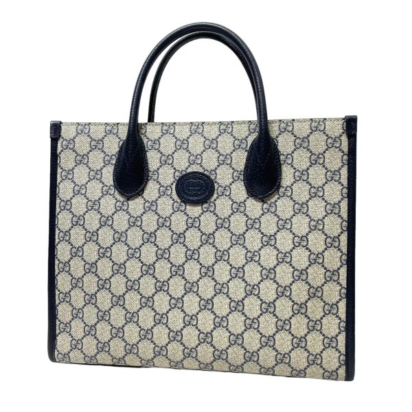 8082000238647 1 Gucci GG Pattern Tote Bag Gray Navy