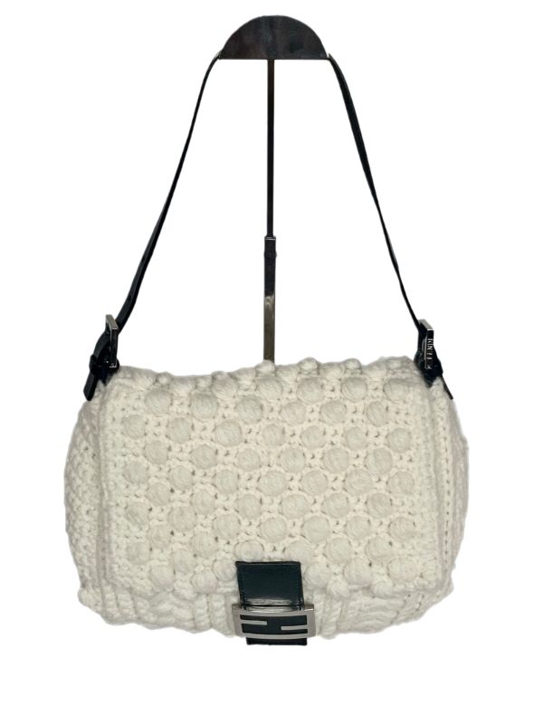 Fendi Fendi Mamma Baguette White Wool Pom pom