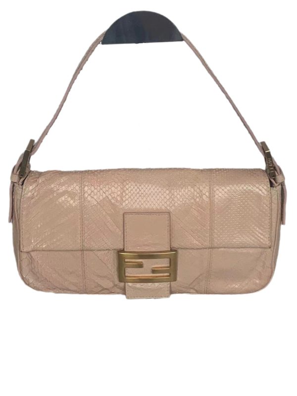 Fendi Fendi baguette nude pink python leather shoulder bag