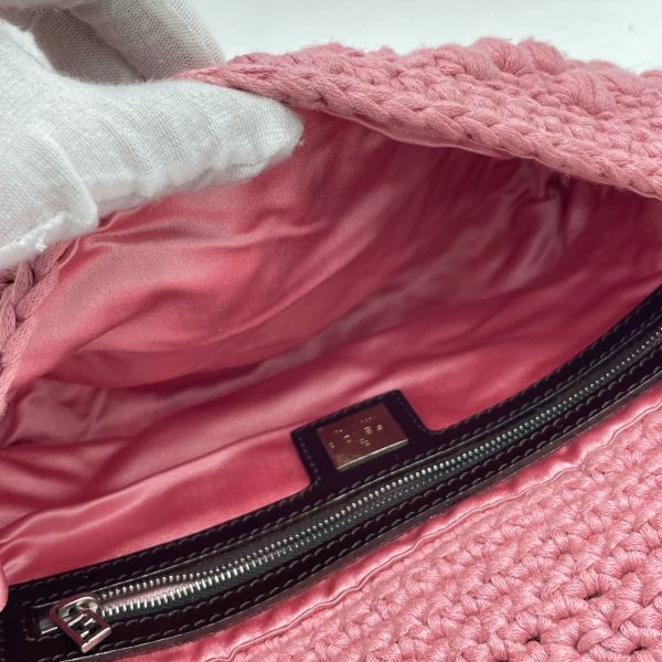 82C8D913 B229 4742 87D8 EA8BE29198D6 Fendi Baguette Bag Pink Wool Pompom Shoulder Bag