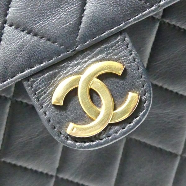 9 Chanel Coco Mark Lambskin Chain Shoulder Bag BlackGold