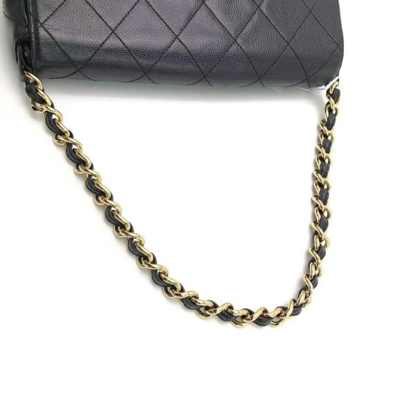 99a6d423a18b7c97c5d1dc343d6b2f89 Chanel Single Flap Black Caviar Leather Vintage 24k Gold