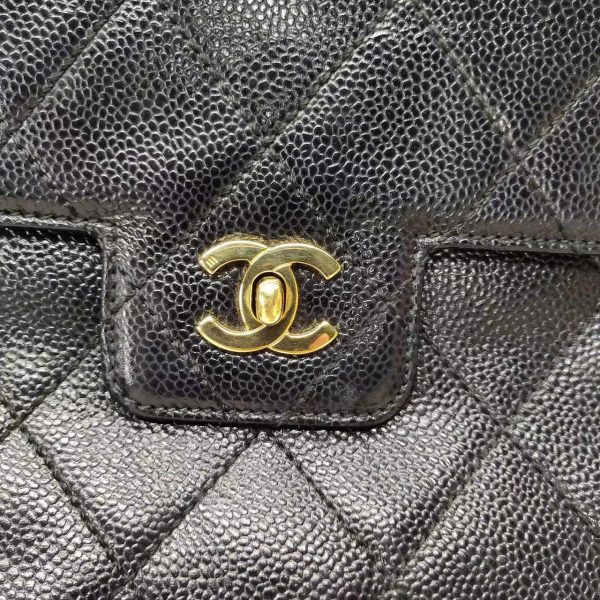 9c2cee154702a558e14d1e6a844a8c74 Chanel Single Flap Black Caviar Leather Vintage 24k Gold