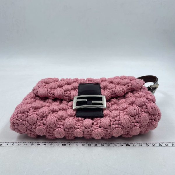 Baguette Fendi Baguette Bag Pink Wool Pompom Shoulder Bag