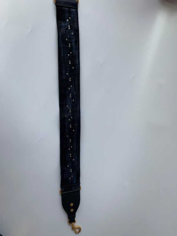 A840FBB7 DCA2 4F28 BD2C E2B5A567DF06 Dior Saddle Strap Navy canvas with Dior Logo and Metal