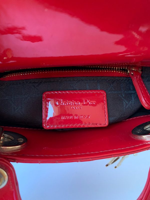 D2924AFF 3D0F 4062 8D58 5D08B7B222B9 Lady Dior Patent Leather Red Mini handbag with gold hardware