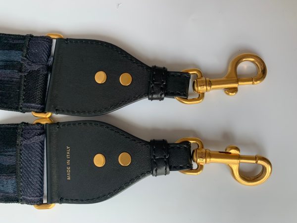 Cotton Dior Saddle Strap Navy canvas with Dior Logo and Metal