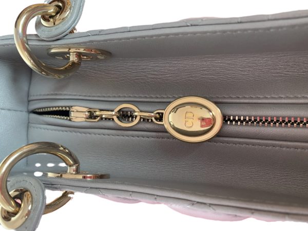 FDEA71F3 21CD 4AAE 94AE DA96A2CCF41C Lady Dior Pearlescent Grey Medium Lambskin Cannage Leather Handbag