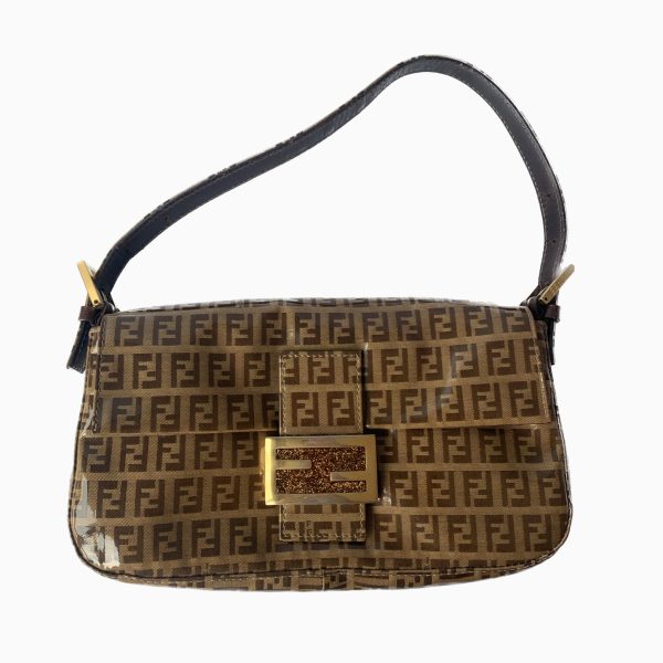 Fendi FENDI Baguette Zucchini Print Patent Leather