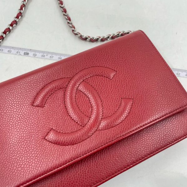 IMG 0774 Chanel Wallet on Chain WOC Double CC Red Caviar Leather