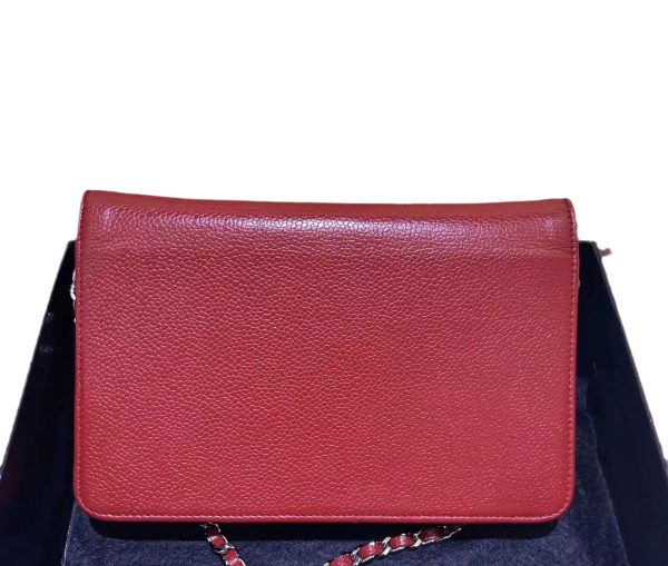 Wallet on Chain Chanel Wallet on Chain WOC Double CC Red Caviar Leather