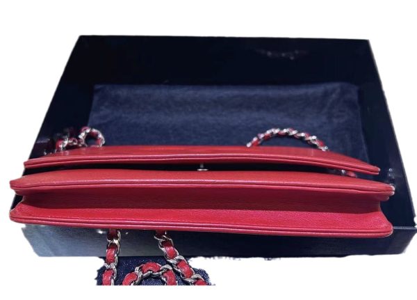 Red Chanel Wallet on Chain WOC Double CC Red Caviar Leather