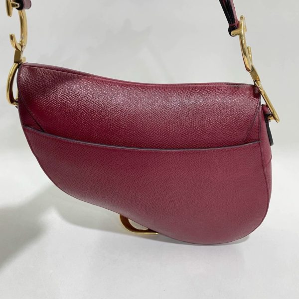 Leather Dior Saddle Red Medium Grained Leather Shoulder Bag