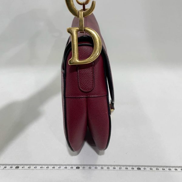 Red Dior Saddle Red Medium Grained Leather Shoulder Bag