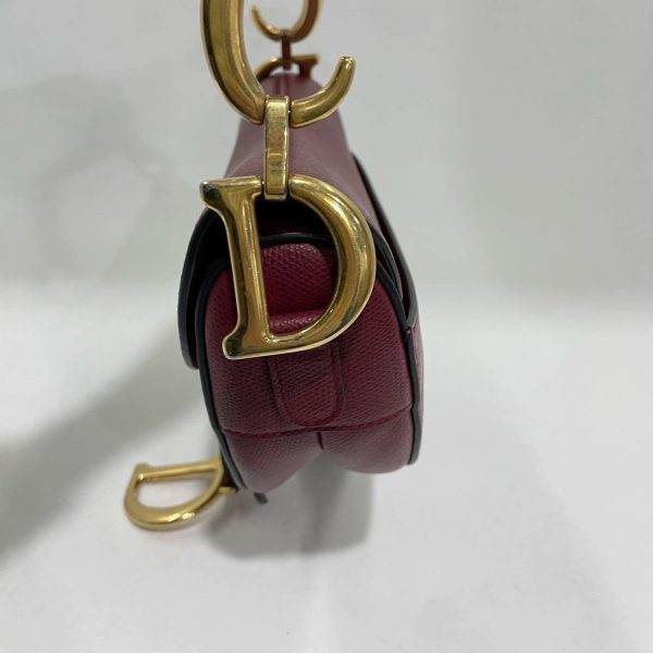 IMG 1196 Dior Saddle Red Medium Grained Leather Shoulder Bag