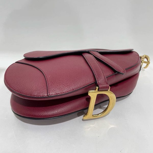 IMG 1198 Dior Saddle Red Medium Grained Leather Shoulder Bag