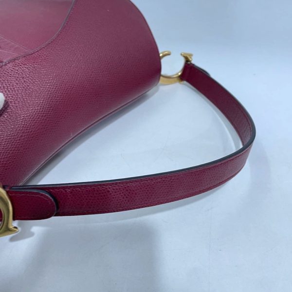 IMG 1199 Dior Saddle Red Medium Grained Leather Shoulder Bag