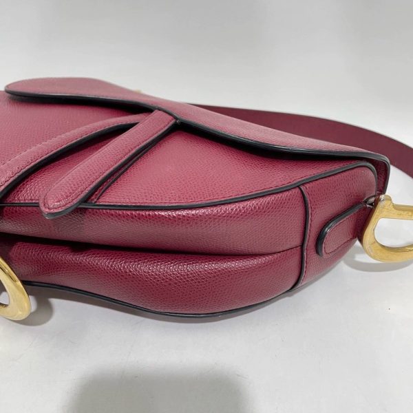 IMG 1201 Dior Saddle Red Medium Grained Leather Shoulder Bag