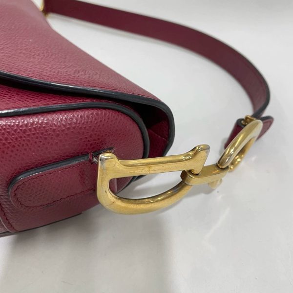 IMG 1202 Dior Saddle Red Medium Grained Leather Shoulder Bag