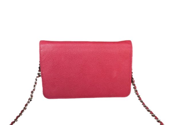 Wallet on Chain Chanel WOC Wallet on Chain Fuchsia Caviar Leather with Enamel Logo