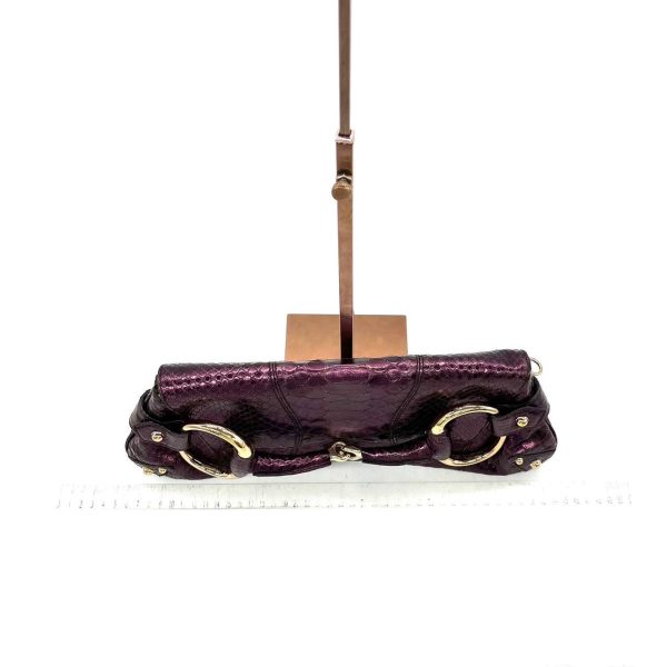 Purple Gucci Horsebit 1955 Metallic Purple Lizard Skin Shoulder Bag Large