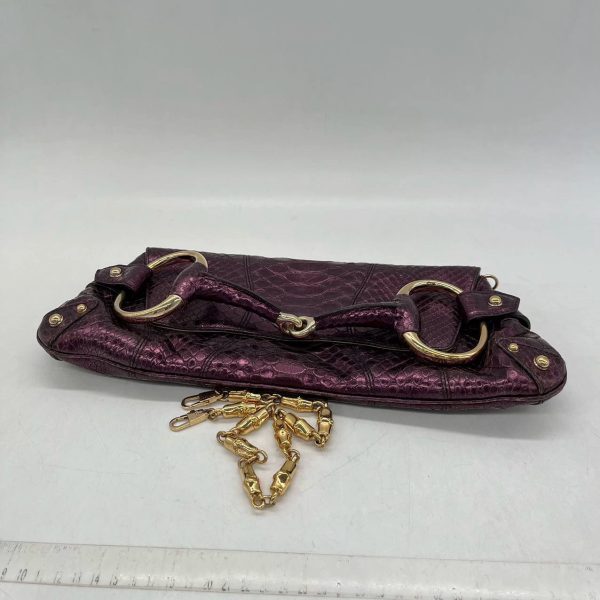 IMG 2003 Gucci Horsebit 1955 Metallic Purple Lizard Skin Shoulder Bag Large