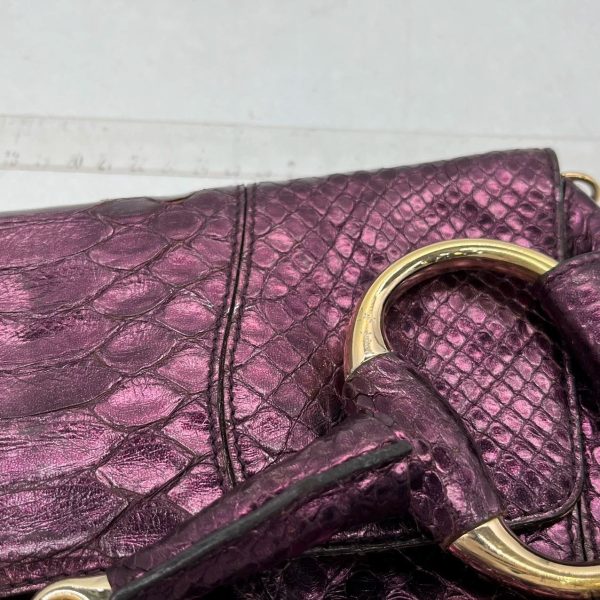 IMG 2007 Gucci Horsebit 1955 Metallic Purple Lizard Skin Shoulder Bag Large