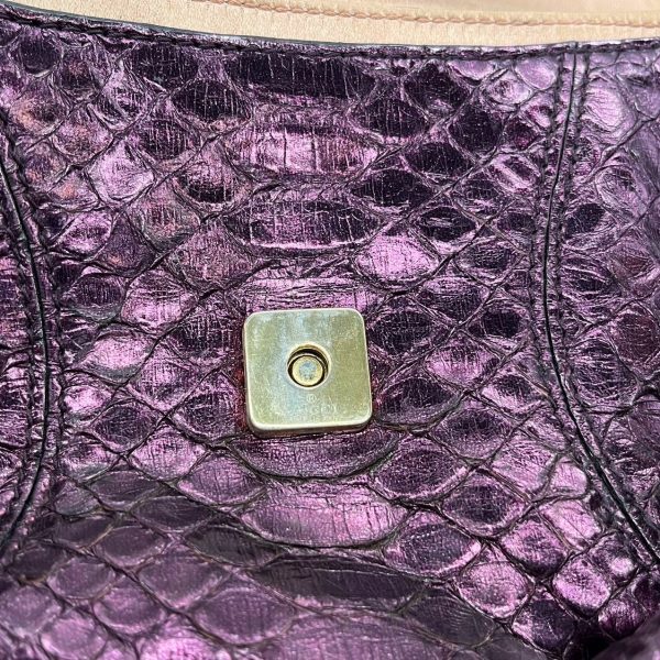 IMG 2011 Gucci Horsebit 1955 Metallic Purple Lizard Skin Shoulder Bag Large