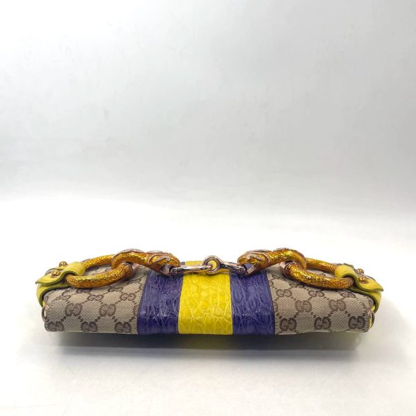 Cotton Gucci Horsebit 1955 Chain bag with embellished snake head buckle