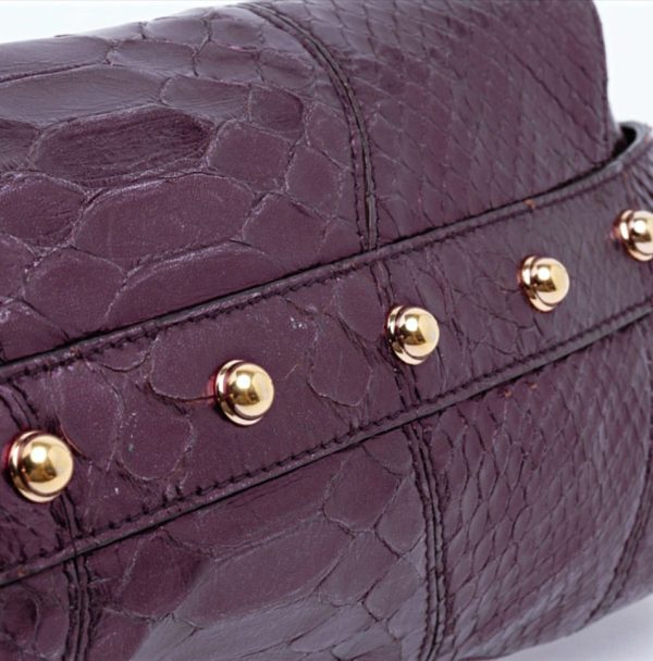 IMG 2206 Gucci Horsebit 1955 Metallic Purple Lizard Skin Shoulder Bag Large