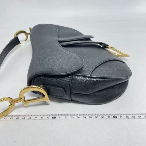 Leather Dior Saddle Black Medium Grained Leather Handbag with Gold Hardware with Strap