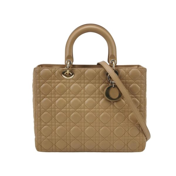 Dior Lady Dior Large Bag Beige Lambskin Cannage Leather