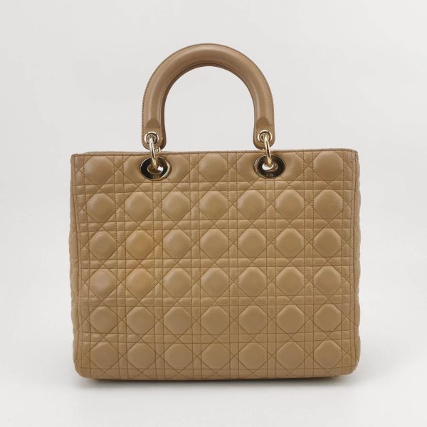 Beige Lady Dior Large Bag Beige Lambskin Cannage Leather