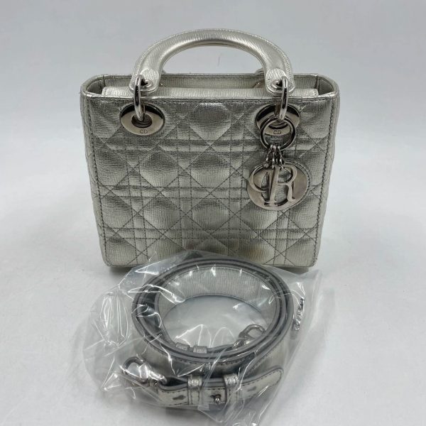 Lady Dior Lady Dior ABCdior Small Silver Cannage Lambskin Handbag