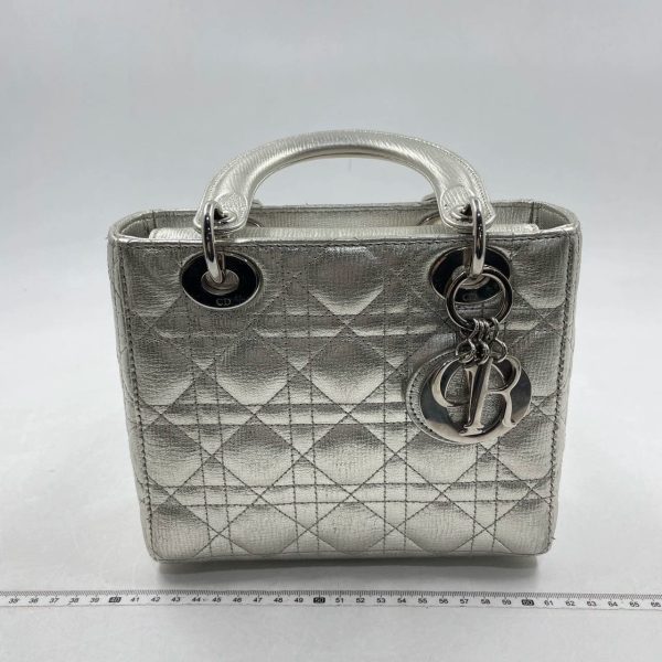 Leather Lady Dior ABCdior Small Silver Cannage Lambskin Handbag