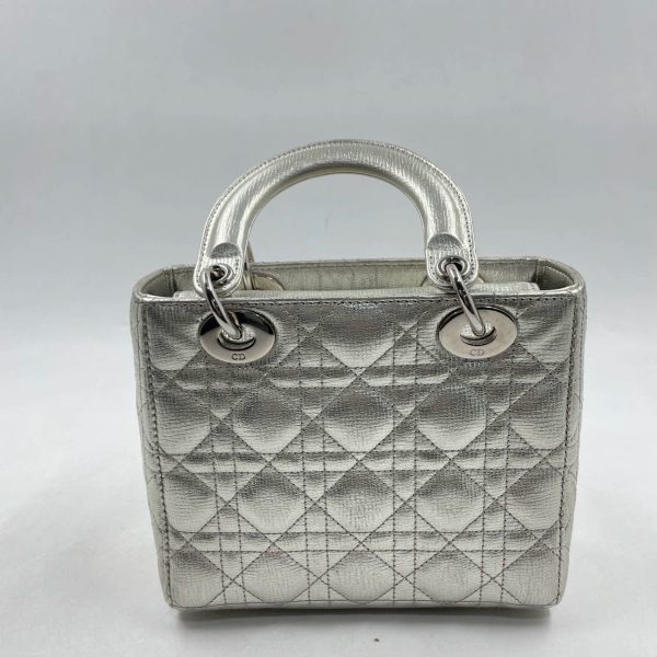 IMG 3765 Lady Dior ABCdior Small Silver Cannage Lambskin Handbag