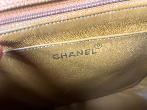 IMG 3864 Chanel Classic Flap Vintage Camel Caviar Leather 24k Gold Plated Big CC Logo