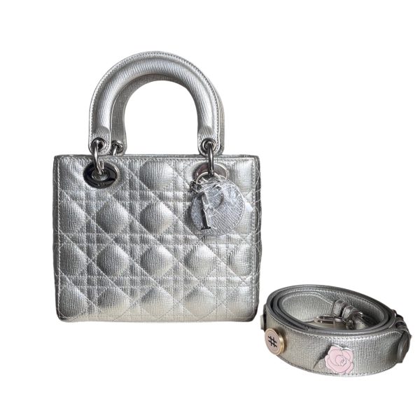 Dior Lady Dior ABCdior Small Silver Cannage Lambskin Handbag