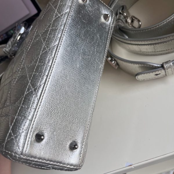 IMG 3899 Lady Dior ABCdior Small Silver Cannage Lambskin Handbag