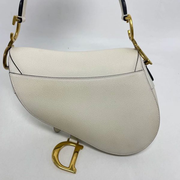 Dior Dior Saddle White Medium Grained Leather Handbag