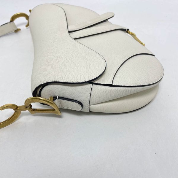 IMG 4083 Dior Saddle White Medium Grained Leather Handbag