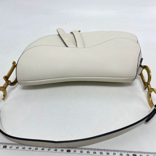 IMG 4084 Dior Saddle White Medium Grained Leather Handbag