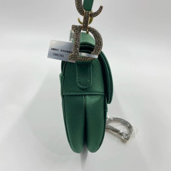 IMG 4161 Dior Saddle Mini Silk Emerald Green with crystals