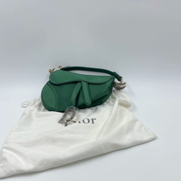 IMG 4163 Dior Saddle Mini Silk Emerald Green with crystals