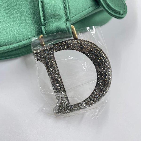 IMG 4172 Dior Saddle Mini Silk Emerald Green with crystals