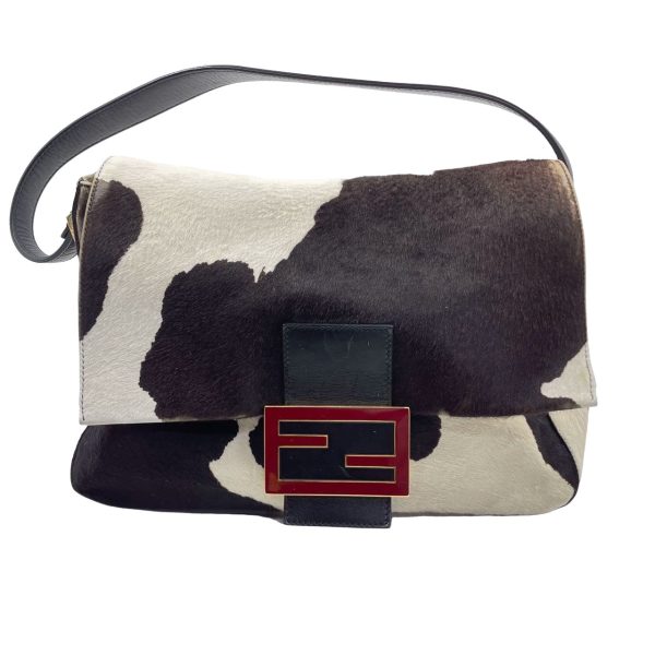 Fendi Fendi Mamma Baguette Pony hair in cow print White and Black