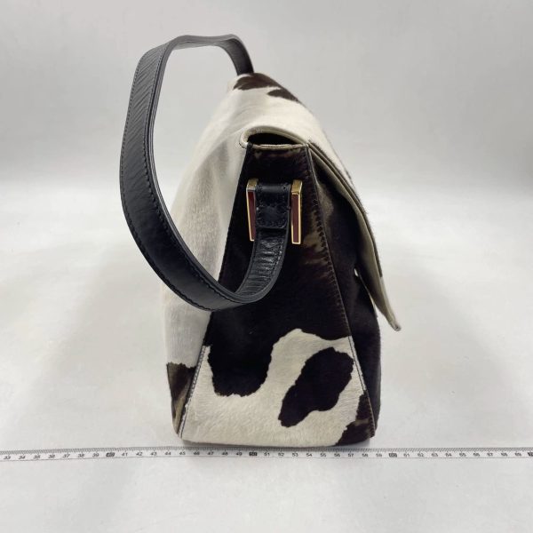 Pony style calfskin Fendi Mamma Baguette Pony hair in cow print White and Black